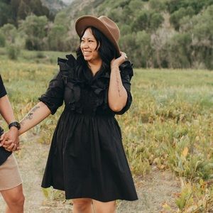 ASOS Black Ruffle New Look short boho dress